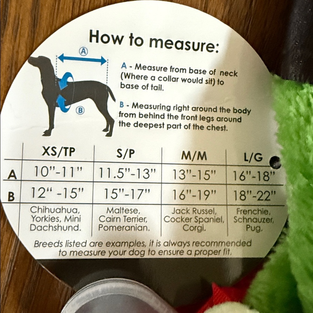 LuvGear Green Elf Dog Costume-Pajamas. Size XS. Velcro closure. Red/green/black. - Picture 5 of 14